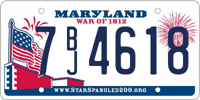 MD license plate 7BJ4618