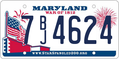 MD license plate 7BJ4624