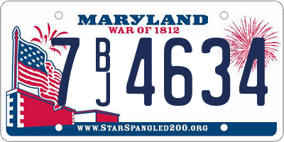 MD license plate 7BJ4634