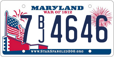 MD license plate 7BJ4646