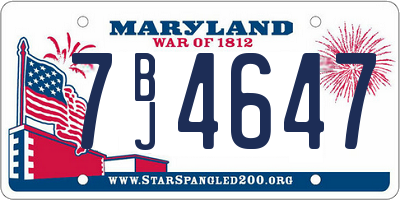 MD license plate 7BJ4647