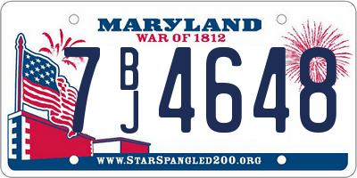 MD license plate 7BJ4648