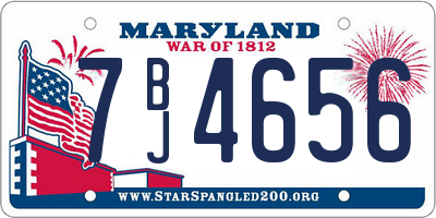 MD license plate 7BJ4656