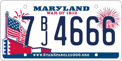 MD license plate 7BJ4666