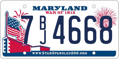 MD license plate 7BJ4668
