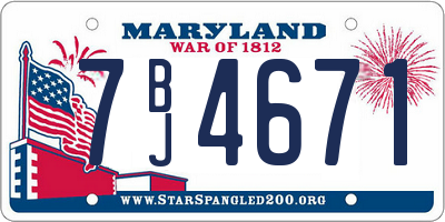 MD license plate 7BJ4671