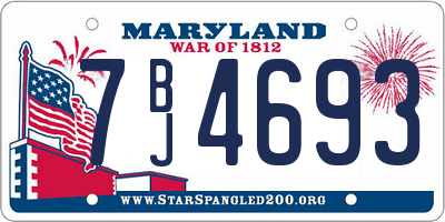 MD license plate 7BJ4693