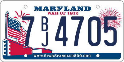 MD license plate 7BJ4705