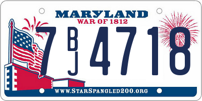 MD license plate 7BJ4718