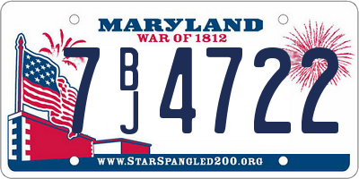 MD license plate 7BJ4722