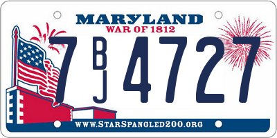 MD license plate 7BJ4727