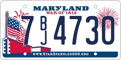 MD license plate 7BJ4730