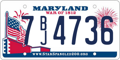 MD license plate 7BJ4736