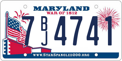 MD license plate 7BJ4741