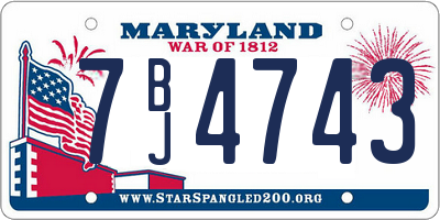 MD license plate 7BJ4743