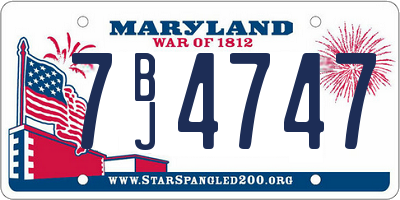 MD license plate 7BJ4747