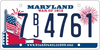 MD license plate 7BJ4761