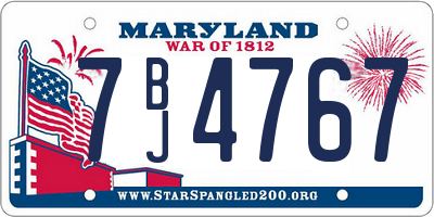MD license plate 7BJ4767