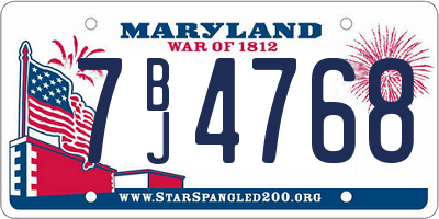 MD license plate 7BJ4768