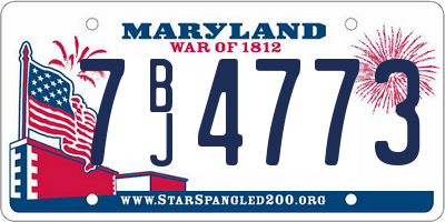 MD license plate 7BJ4773