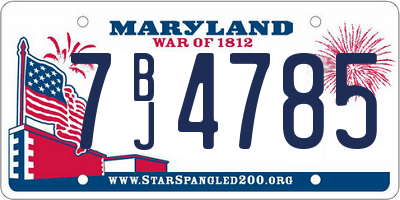 MD license plate 7BJ4785