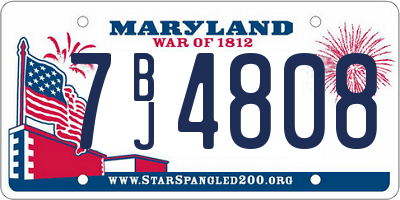 MD license plate 7BJ4808