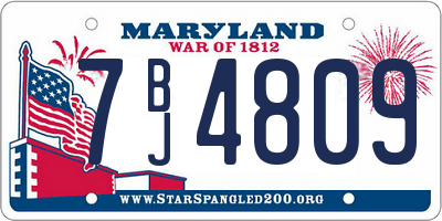 MD license plate 7BJ4809