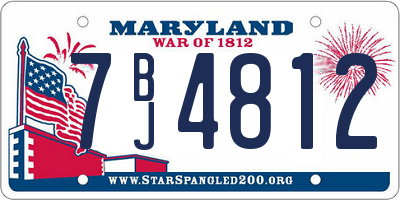 MD license plate 7BJ4812