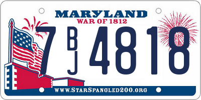 MD license plate 7BJ4818