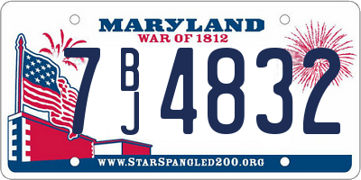 MD license plate 7BJ4832