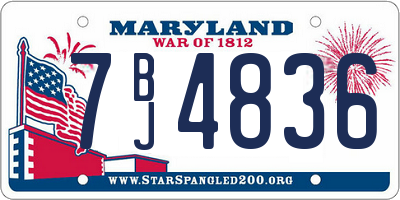 MD license plate 7BJ4836