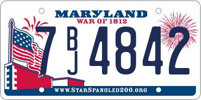 MD license plate 7BJ4842
