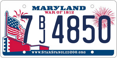 MD license plate 7BJ4850