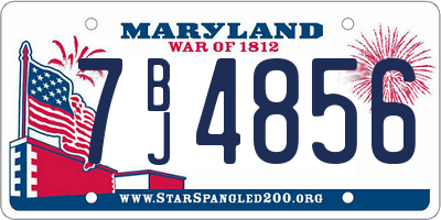 MD license plate 7BJ4856