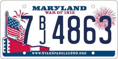 MD license plate 7BJ4863