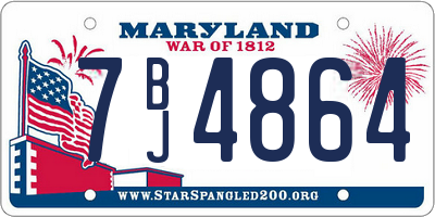 MD license plate 7BJ4864