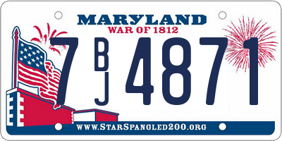 MD license plate 7BJ4871