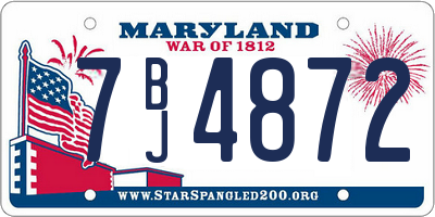 MD license plate 7BJ4872