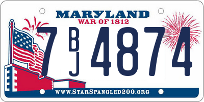 MD license plate 7BJ4874