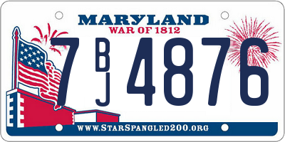 MD license plate 7BJ4876