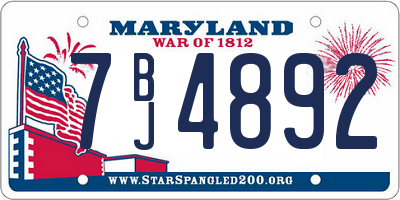 MD license plate 7BJ4892