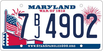 MD license plate 7BJ4902