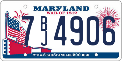MD license plate 7BJ4906