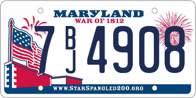 MD license plate 7BJ4908