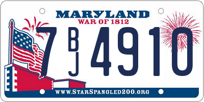 MD license plate 7BJ4910
