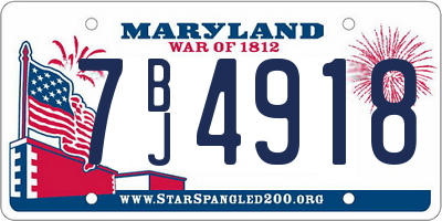 MD license plate 7BJ4918