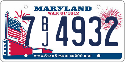 MD license plate 7BJ4932