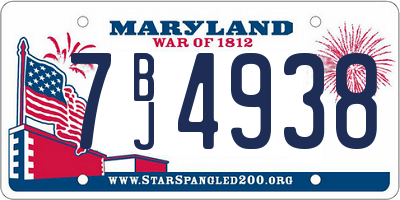 MD license plate 7BJ4938