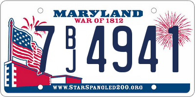 MD license plate 7BJ4941