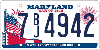 MD license plate 7BJ4942